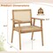 Outdoor Wood Chair With Rattan Seat And Curved Backrest For Backyard Porch Balcony